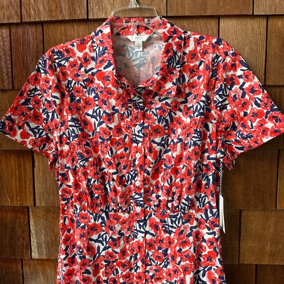 NWT 1901 Women Red & Blue Floral Shirt Dress Fit & Flare in Women's X-Large - Picture 5 of 12